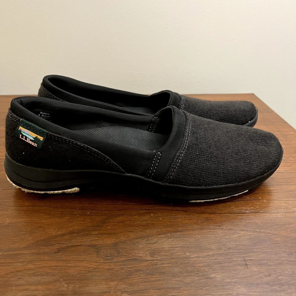 LL Bean All Around Slip On Shoe‎ Fleece Comfort Cushion  -Women's 9 M - Black